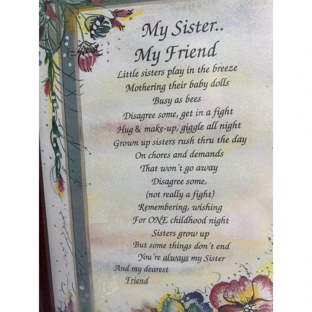 Vintage 90s Southun Heart My Sister My Friend Framed Poem‎ Skeen Cottagecore